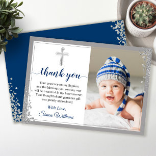 Skript om Baptism i silver Glitter Tack Kort
