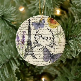 Skript paris eiffel torn vid fransk land julgransprydnad keramik