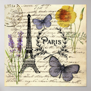 Skript paris eiffel torn vid fransk land poster
