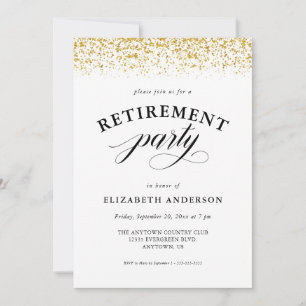 Skript pension Party Guld Glitter Inbjudningar