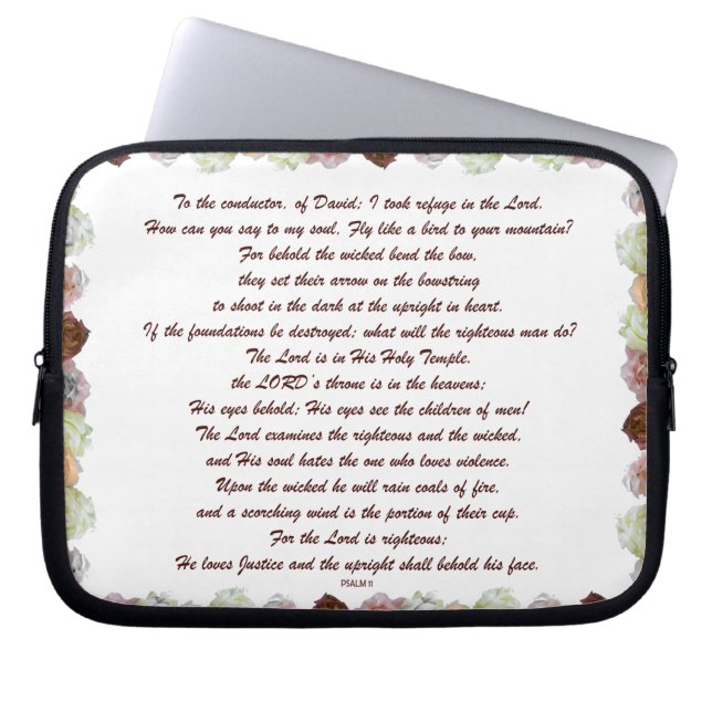 Skript, Psalm 11, blomsterfull Laptop Fodral (Framsidan)