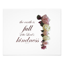 Skript, Psalm 33, Vit och Rosa ros Fototryck