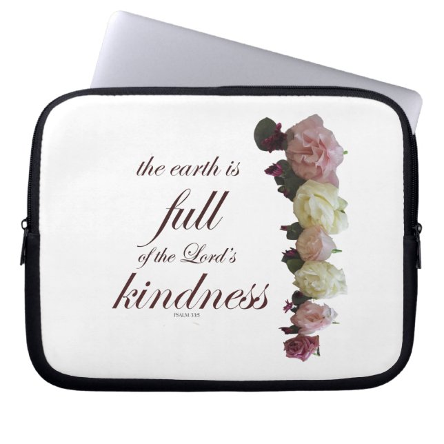 Skript, Psalm 33, Vit och Rosa ros Laptop Fodral (Framsidan)