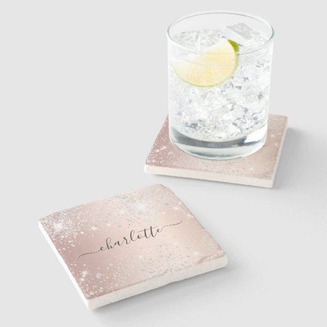 Skript ro guld silver glitter namn stenunderlägg (Sidan)