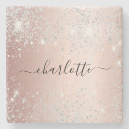 Skript ro guld silver glitter namn stenunderlägg