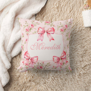 Skript Rosa ros Bow Coquette Kudde