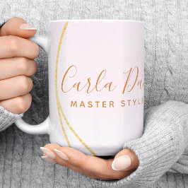 Skript Rosa Vattenfärg Guld Cirkel Företag Kaffemugg