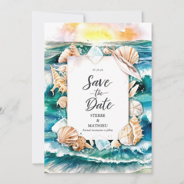 Skript Rustic Beach Wedding Spara Datumet (Framsida)