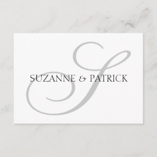 Skript S Monogram Notecard (Silver / Svart) Inbjudningar