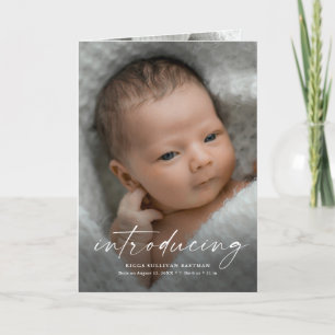 Skript som presenterar bebisfoto tack kort