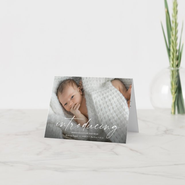 Skript som presenterar bebisfoto  tack kort (Framsida)