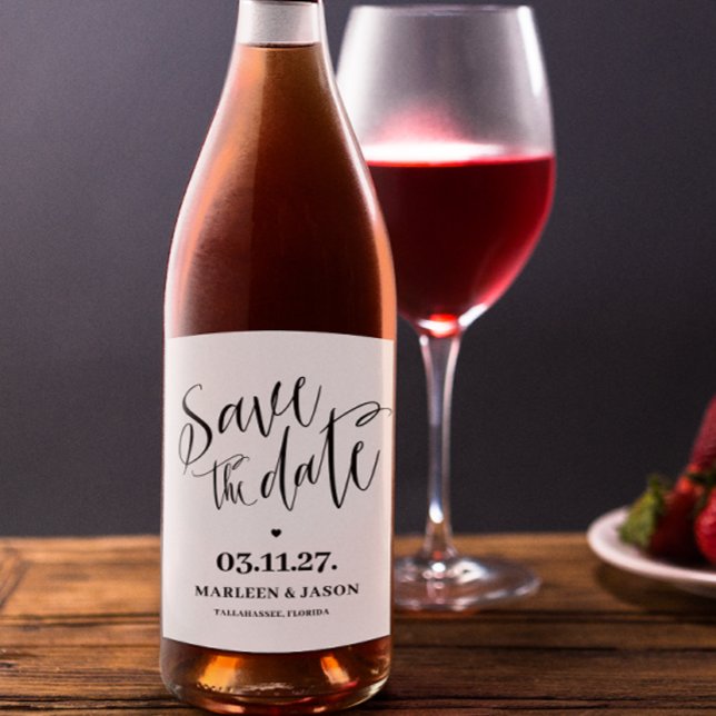 Skript Spara datum Vin-etikett Vinflaska Etikett (Skapare uppladdad)