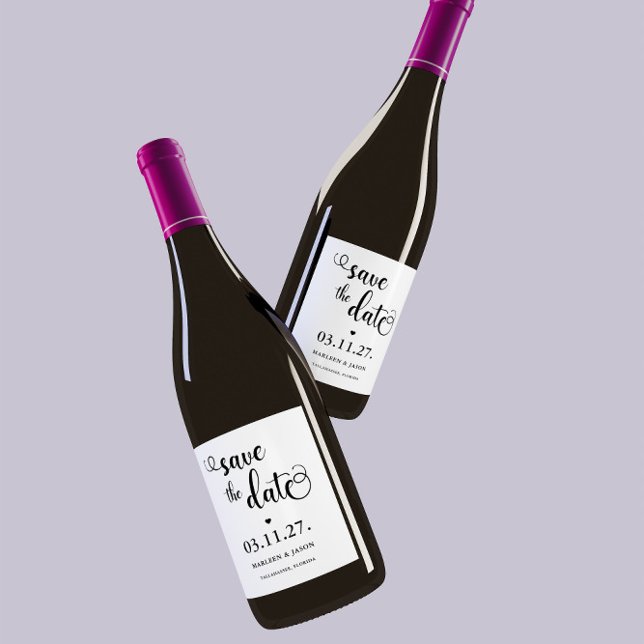 Skript Spara datum Vin-etikett Vinflaska Etikett (Skapare uppladdad)