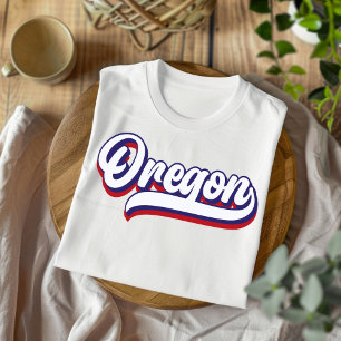 Skript T-Shirt för Oregon Red White och Blue Vinta