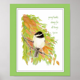 Skript, Thanksgiving, höst, Chickadee, Bird Poster