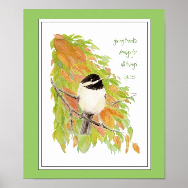 Skript, Thanksgiving, höst, Chickadee, Bird Poster (Framsidan)