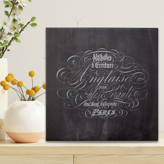 Skript till Fransken i Paris Rustic land-kretskort Kakelplatta (Paris rustic country chalkboard French Scripts Tile)
