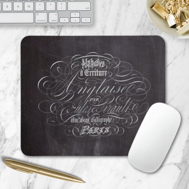Skript till Fransken i Paris Rustic land-kretskort Musmatta (Paris rustic country chalkboard French Scripts Mouse Pad)