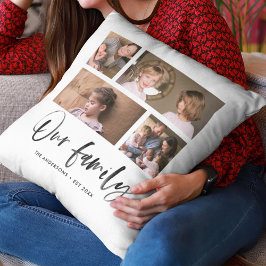 Skript Vår familjs namn fotokollage Kudde