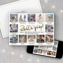 Skript Vilket år! 12 Photo Collage Guld & White