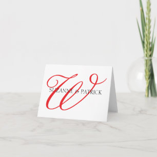 Skript W Monogram Notecard (röd/svart) Anteckningskort