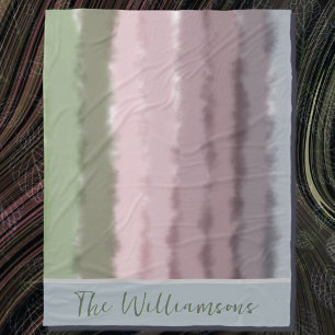 Skripta namn ombre lila grönt grått rand modern mo fleecefilt