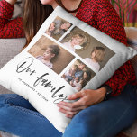 Skripta vår familjs fotopassage Namn Kudde<br><div class="desc">Fyllning med orden "Vår familj" i ett snyggt-skript med 4 foton placerade sida vid sida på framsidan och baksidan skapar det totalt 8 foton som du kan ersätta med egna foton mot en vit bakgrund. Du kan också lägga till din familj namn och det år som etablerades. Perfekt för heminredning,...</div>