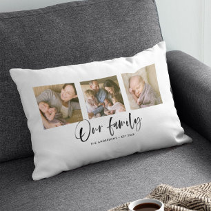 Skripta vår familjs fotopassage Namn Lumbarkudde