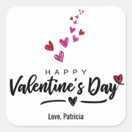 Skriptad Hjärta - Alla hjärtans dag-skript, röd Ro Fyrkantigt Klistermärke