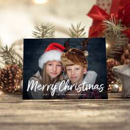 Skriptad jul | Röd med foto Julkort