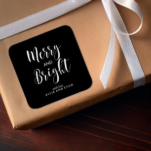 Skriptad merry och Bright Fyrkantigt Klistermärke