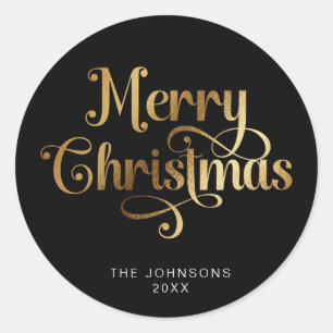 SkriptAnpassningsbar för svart och Guld Retro God  Runt Klistermärke