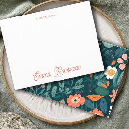 Skriptanteckning för orange Boho Wildblomme Mönste Anteckningskort