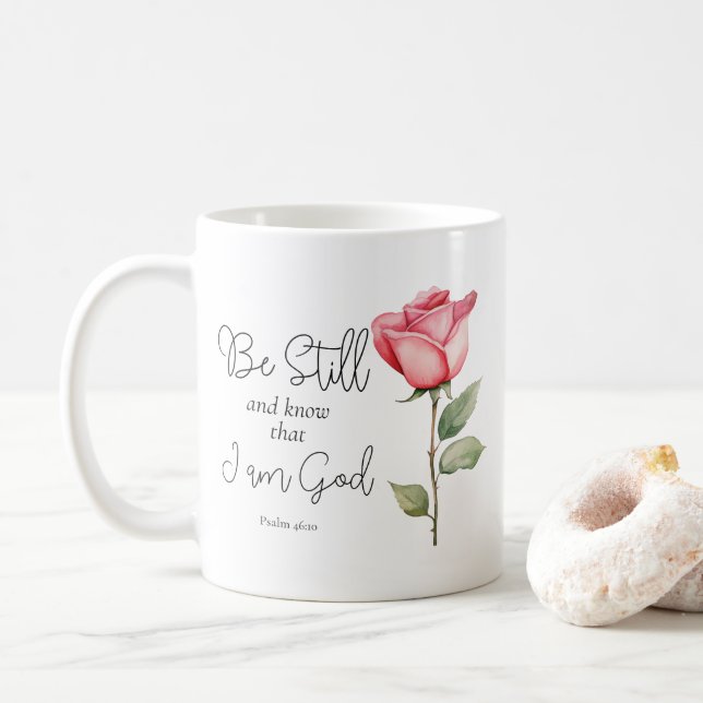 Skriptarna ska vara stilla och veta att jag är Gud Kaffemugg (Med munk)