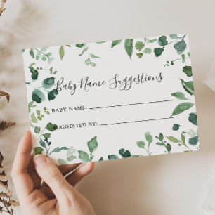 SkriptBaby Namn förslagskort för Grönt Foliage Visitkort