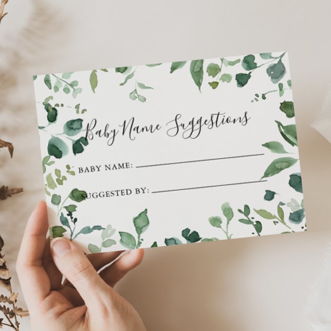 SkriptBaby Namn förslagskort för Grönt Foliage Visitkort (Skapare uppladdad)