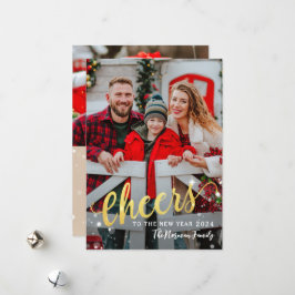 Skriptbeställning i guld till fotolinen för nyår 2 julkort