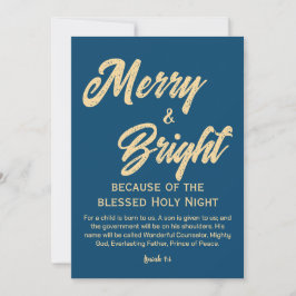 Skriptblått Guld i Merry och Bright jul Julkort