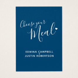 Skriptblått kort för måltid i bröllop