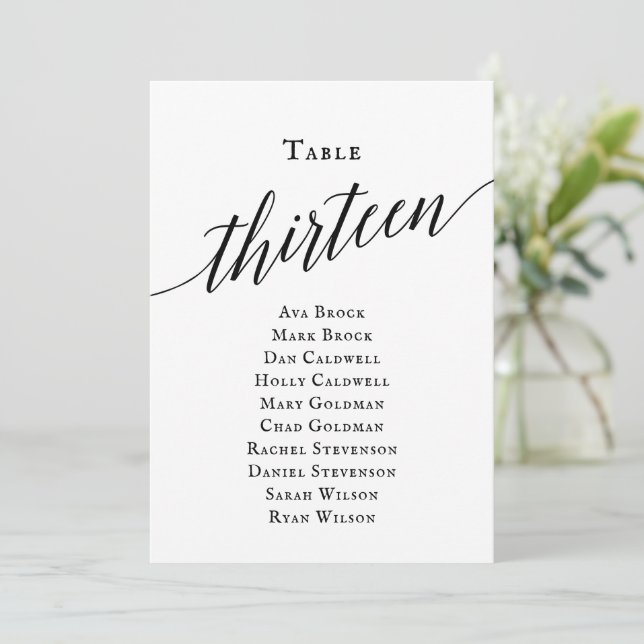 SkriptBordsnummer 13 för svart Elegant Inbjudningar (Stående Fram)