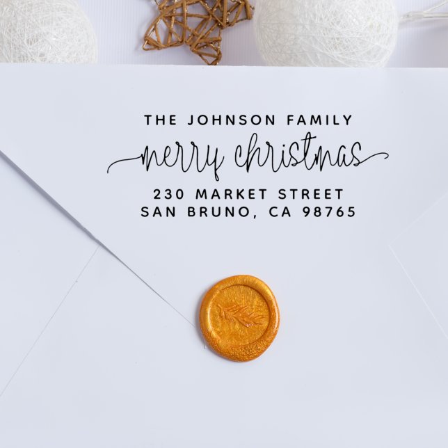 Skriptbrev God jul & Family Namn Stämpel (Rubber Stamp Mock-up)