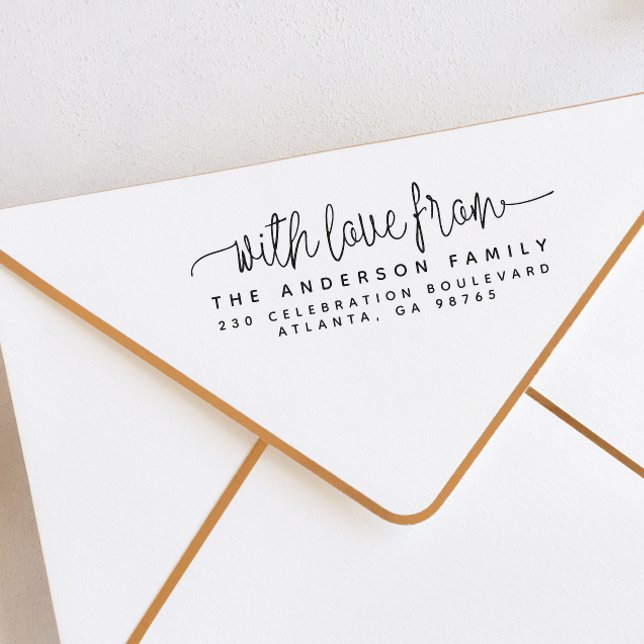 Skriptbrev med Kärlek från och Returadress Stämpel (Rubber Stamp Mock-up)