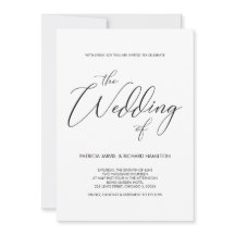 Skriptbrev Svart och vitt bröllop-inbjudningar