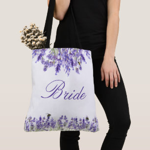 Skriptbriden bröllop i Lavender violet blommigt Tygkasse