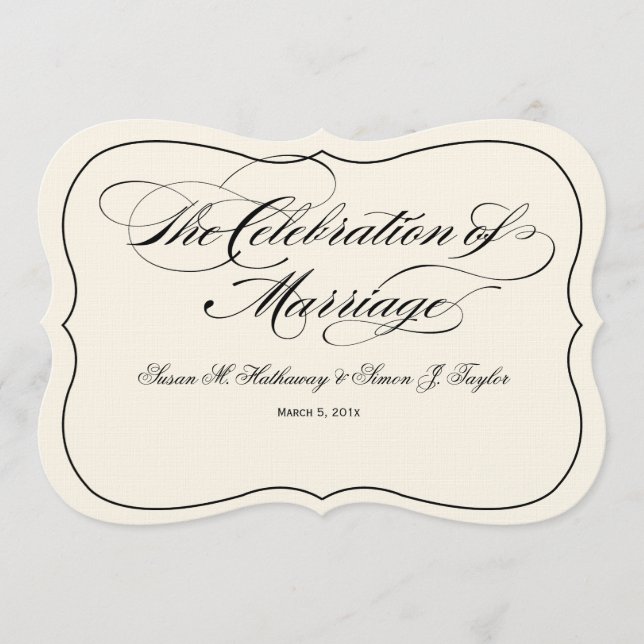 SkriptBröllopsprogrammet DIY Fläkt - svart Benvit Program (Framsida)