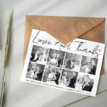 Skriptcalligraphy bröllop Tack fotocollage