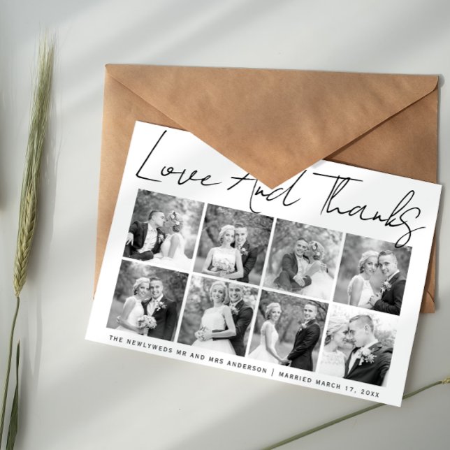 Skriptcalligraphy bröllop Tack fotocollage Kort (Skapare uppladdad)