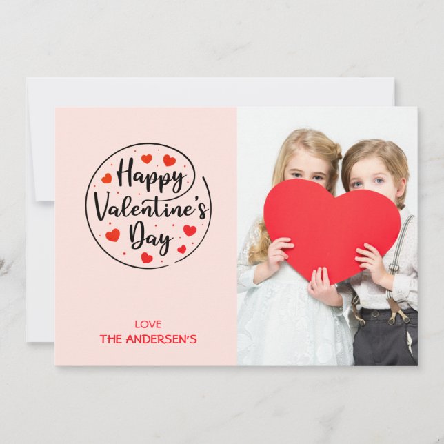 Skriptcirkel Heart Glad Alla hjärtans dag Foto Julkort (Framsida)