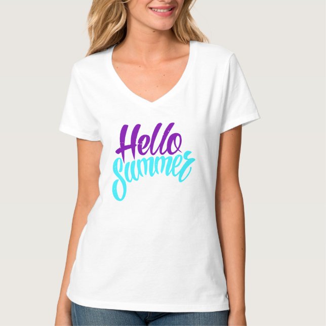 Skriptdesign för hej Summer Vibrant T Shirt (Framsida)