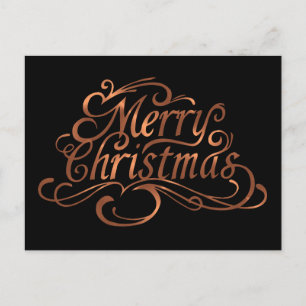 Skriptdesign för kopparutseendet God jul Helg Vykort